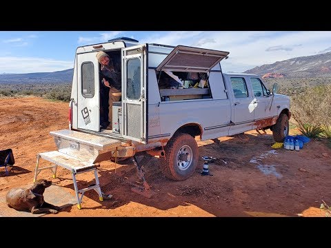 Minimalist Pilot sells Slide In Camper to Build a Stealth Diesel Solar Camper - Truck Walk Through Video