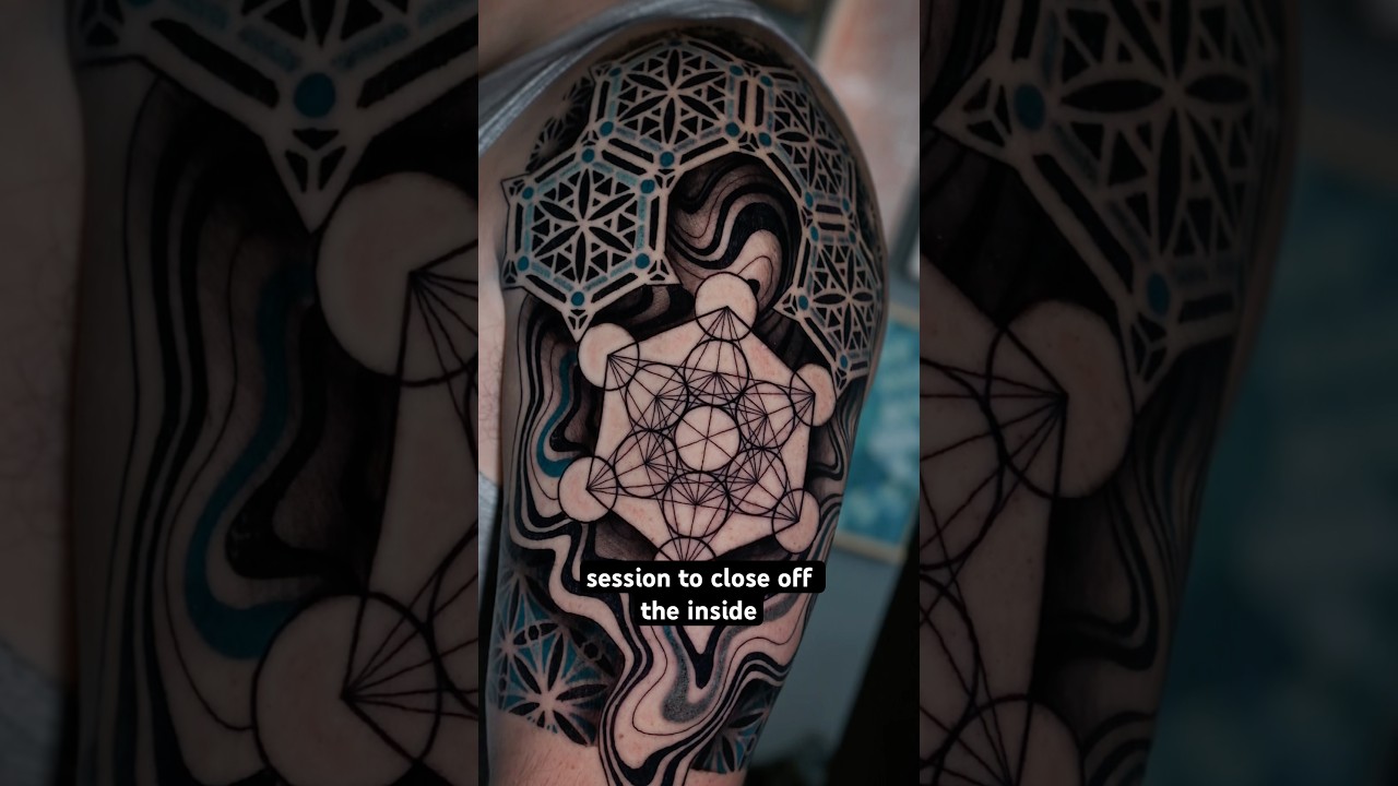 Geometric tattoo with metatrons cube! #tattoo #tattooartist #geometrictattoo # #sacredgeometry