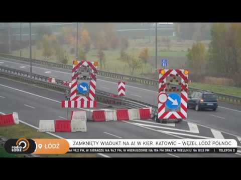 Zamknięty wiadukt na autostradzie A1 w kierunku Katowic - węzeł Łódź Północ