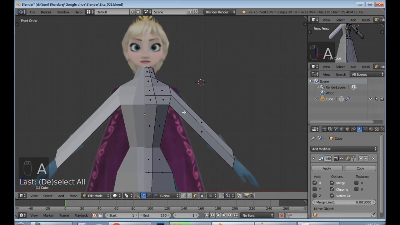 Modelling Elsa in Blender