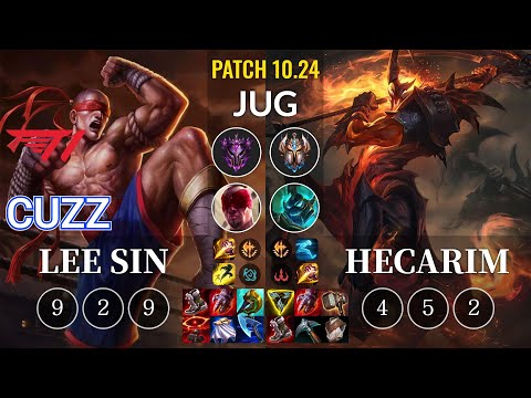 T1 Cuzz Lee Sin vs Hecarim Jungle - KR Patch 10.24