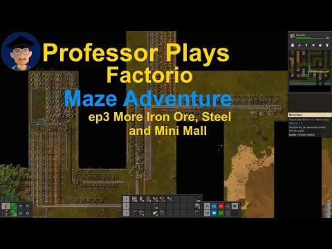 Factorio Maze Adventure ep3 More Iron Ore, Steel and Mini Mall