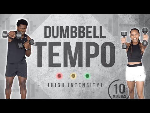 10 Minute Dumbbell Tempo HIIT Workout (Full Body/Light Weight)