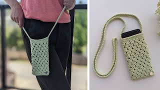 Crochet Smartphone Bag with Shell Stitch Texture