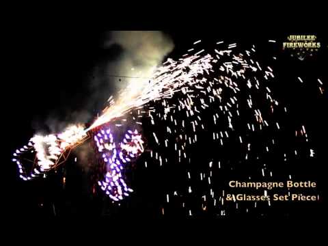 Jubilee Fireworks Set Piece 'Fizzing Champagne Bottle & Wine Glasses'