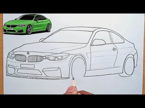 BMW Car Drawing Tutorial - Full process 🖌️