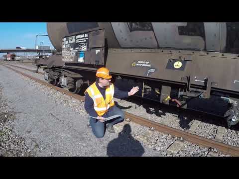 Einar explains railway - braking equipment on wagons