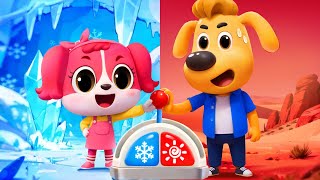 Download lagu Hot VS Cold Challenge | Fun Story | Safety Rules for Kids | Cartoon | Sheriff Labrador mp3