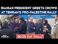 Iran War Iranian President Pezeshkian Larijani Attends Tehran S Quds Day Rally Amid Airstrike