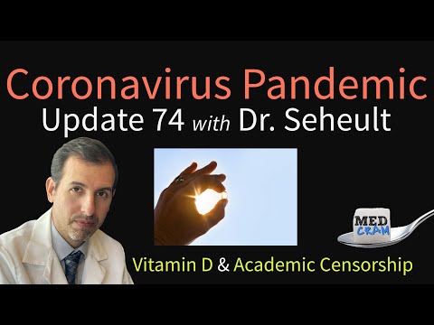 COVID-19 Update 74 with Roger Seheult, MD. &nbsp;All coronavirus updates available free at our website <a class="user_link" href="https://www.medcram.com/courses/coronavirus-outbreak-symptoms-treatment" rel="external external" target="_blank" title="https://www.medcram.com/courses/coronavirus-outbreak-symptoms-treatment (this link will open in a new window)">https://www.medcram.com/courses/coronavirus-outbreak-symptoms-treatment</a><br />In this video, Dr. Seheult reviews a new article from the Lancet discusses the potential benefit and role of Vitamin D in preventing and reducing the severity of COVID-19. &nbsp;The censorship of academic discussion about studies and peer-reviewed journal articles has become an area of significant concern for medical professionals and those seeking evidence-based information during a pandemic. &nbsp;Dr. Seheult shares his opinion on this type of censorship, and also shares resources for dental professionals preparing to open their practices. (This video was recorded on May 22, 2020)