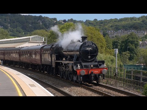 45690 Leander makes a roaring return to the south on The Essex Avon Express - 23.08.23