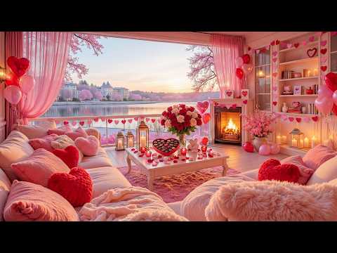Cozy Valentine's Day Fireplaces Music 💖 Gentle Piano Music  & Cozy Fireplace🌹💝 Happy Valentine's Day