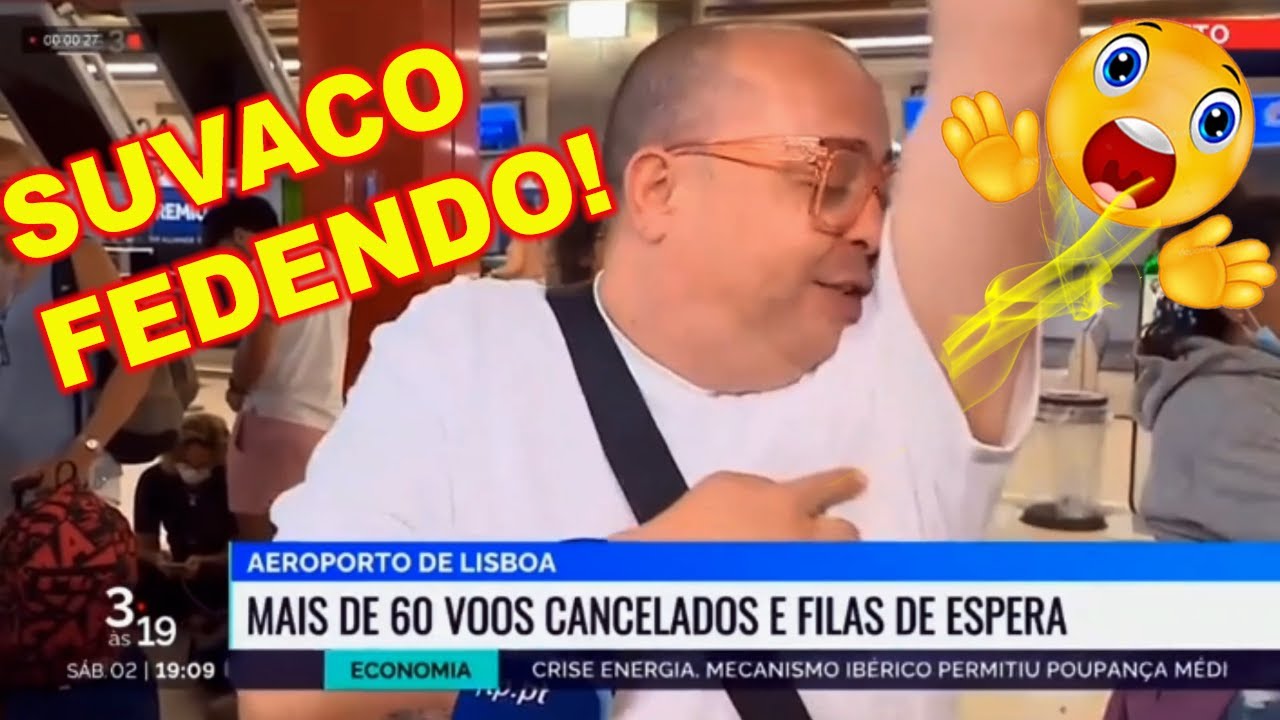 Humorista brasileiro viraliza após entrevista no aeroporto de Lisboa: 'Mesma cueca faz 6 dias'