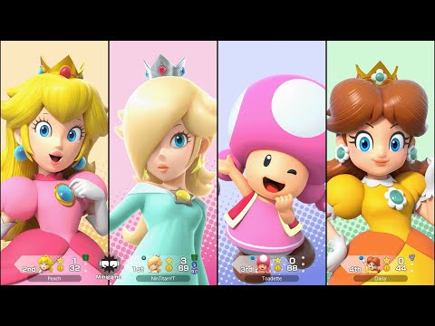 Super Mario Party Jamboree - Rosalina vs Peach vs Daisy vs Toadette - Mega Wiggler's Tree Party