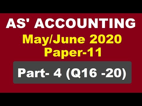 CAIE/ AS level  Accounting Solved Past paper  /9706/ May/June 2020 / Paper 11 / Part 4 /MCQs [16-20]