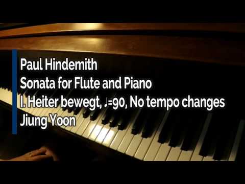 Piano Part - Hindemith, Sonata for Flute and Piano, I. Heiter bewegt, ♩=90, No tempo changes
