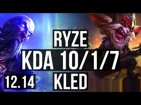 RYZE vs KLED (TOP) | 10/1/7, 2.1M mastery, Legendary, 300+ games | EUW Master | 12.14