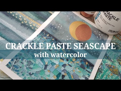 CRACKLE GLAZE! your SEASCAPE. Abstract Watercolor and Mixed Media