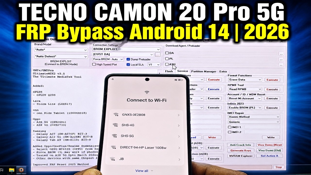 How To Remove FRP Lock TECNO CAMON 20 Pro 5G UMT MTK Tool Step by Step