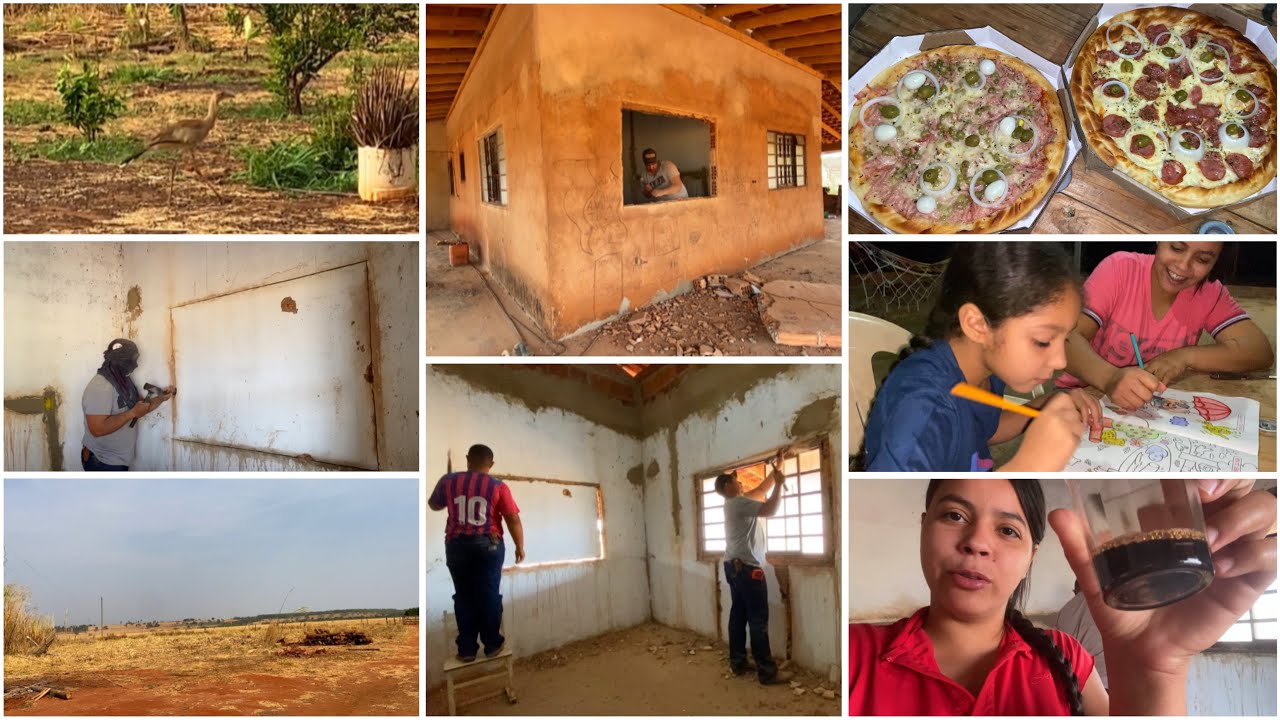 ENFIM! COMEÇOU CORTAR O CAPIAÇU| TROCANDO A JANELA E COLOCANDO O PORTAL DA SALA NOVA😍 NOITE DA PIZZA