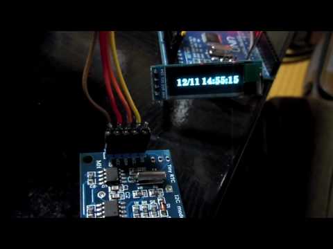 JH8SST/7 -  Tiny RTC (DS1307) showing time on a 0.91" tiny OLED Display demo