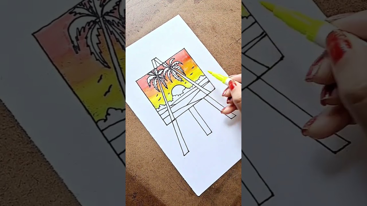draw art 🎨🖌️with letter A #easy #alphabet #drawing #shorts #youtubeshorts #like #satisfying #short
