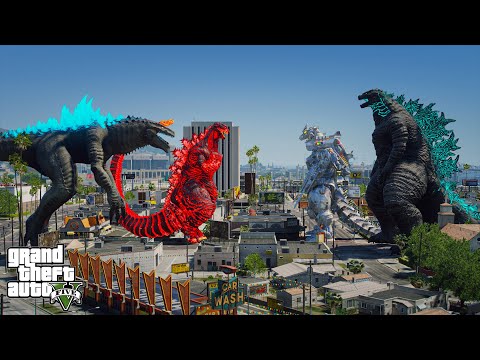 Legendary Godzilla, Kiryu Mechagodzilla vs Shin Godzilla, Zilla jr ( GTA V Mods )