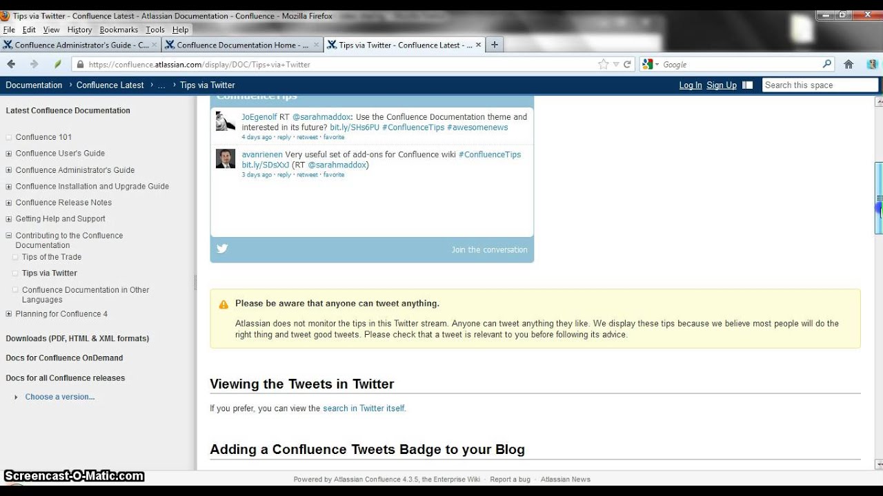 Confluence Documentation Tour