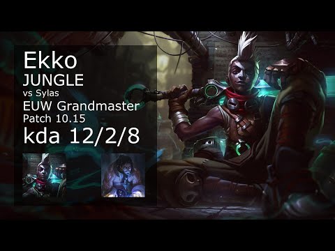 Ekko Jungle vs Sylas - EUW Grandmaster 12/2/8 Patch 10.15 Gameplay