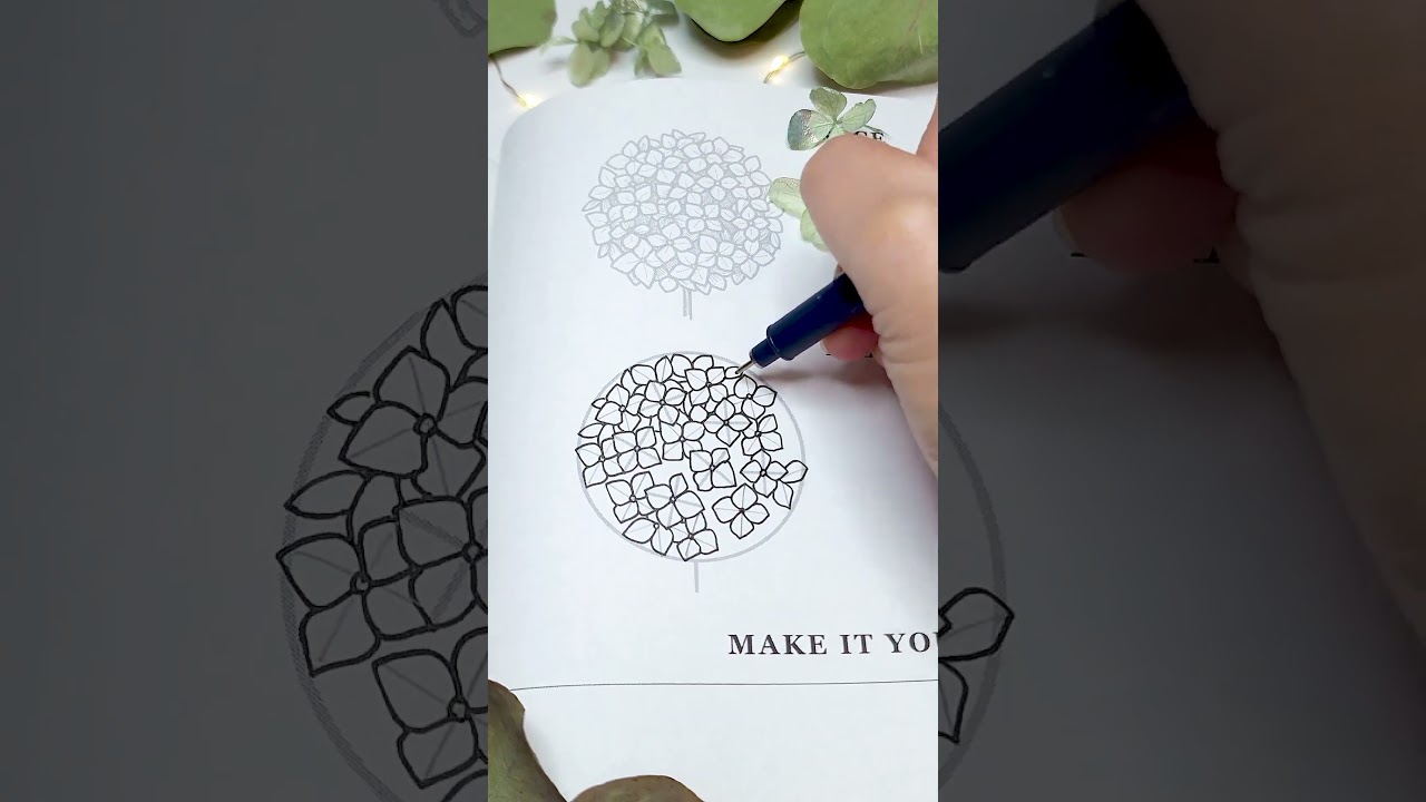 How to draw the hydrangea flower the best way I could figure out 😅#hydrangea