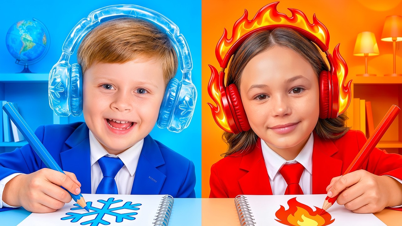 Hot vs Cold School! Halloween Adventures for Kids