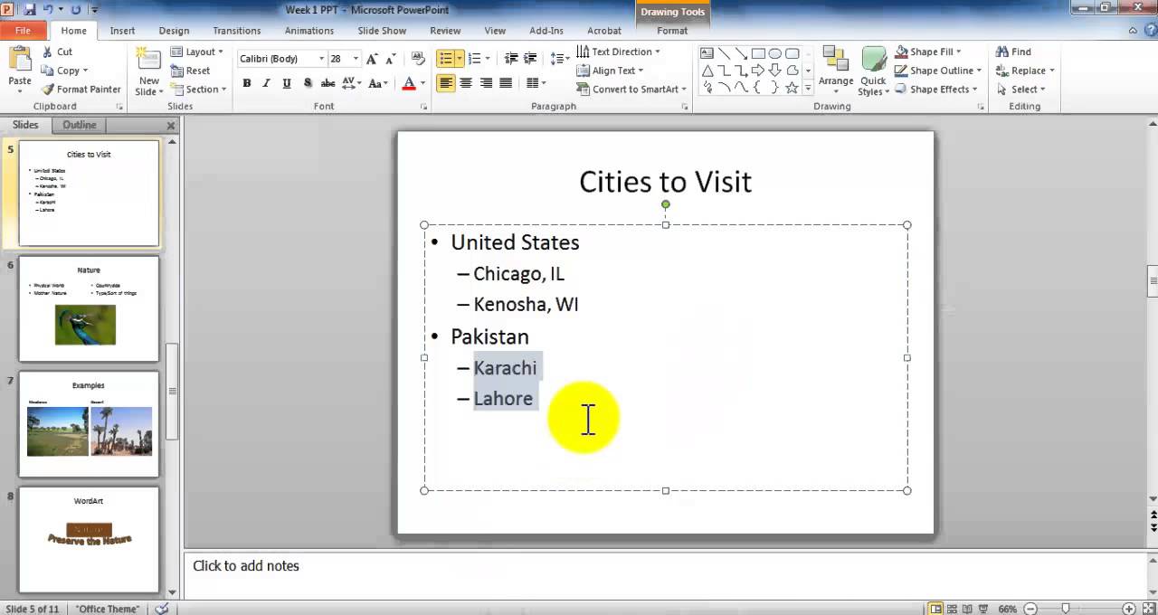MS PowerPoint Tutorial - Working with Nested Lists