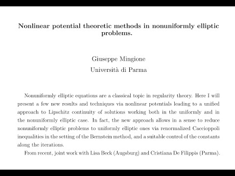 Barcelona Analysis Seminar -- Giuseppe Mingione