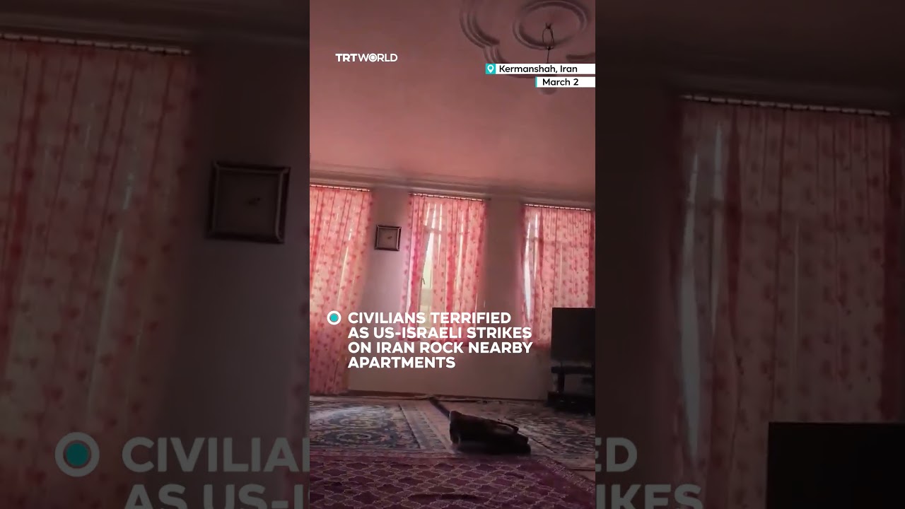 Video | Civilians terrified as US-Israeli strikes on Iran rock nearby apartments