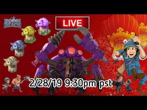 BOOM BEACH CHINESE NEW YEAR CRAB  - LIVE - STAGES 1 - 60!  * WOW ONLY 3 OFFENSE STATUES**