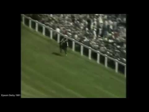 Walter Swinburn rides Shergar to victory in 1981 Epsom Derby