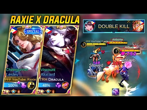 LESLEY CHEERGUNNER FREESTYLE RANK GAMEPLAY (RAXIE + DRACULA) - MLBB