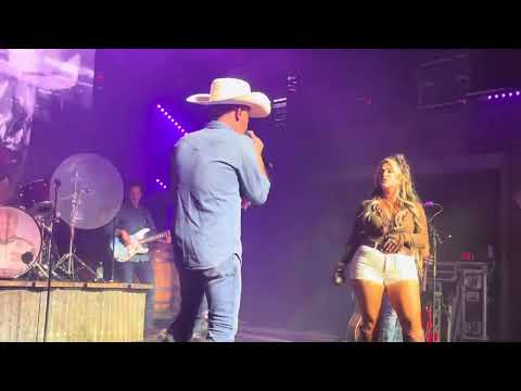 Justin Moore and Priscilla Block singing You, Me, And Whiskey