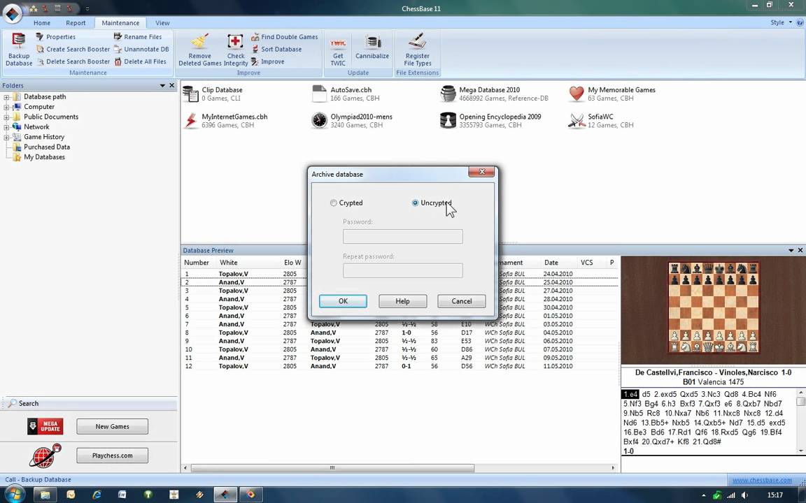 ChessBase 11 Database backup