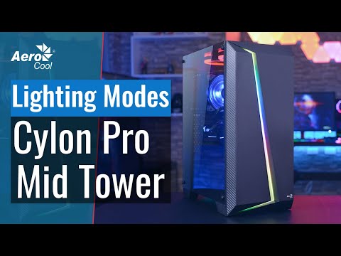 AEROCOOL AEROPGSCYLONPRORGB-G kompiuterio dėklas ATX be maitinimo šaltinio Aerocool CYLON PRO RGB - USB3.0 GRŪDINTAS STIKLAS video