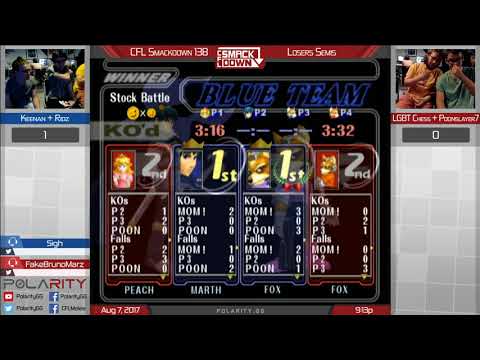 CFL Smackdown 138 Melee - Keenan + Ridz vs Chess + Poonslayer7 - Losers Semis