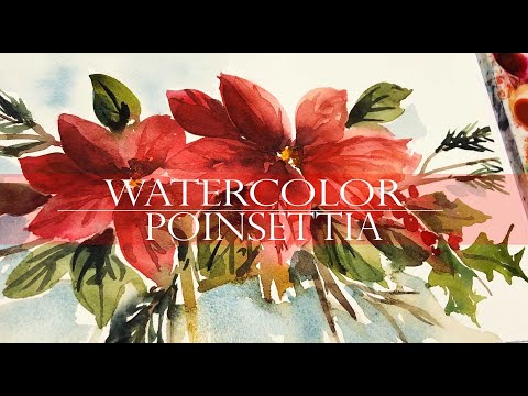 Watercolor Painting For Beginners /Loose Christmas Poinsettia Tutorial /Techniques #watercolor