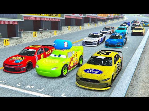 Lightning McQueen NOS Edition vs Nascar 2021 Cars at Nardo Speed Ring
