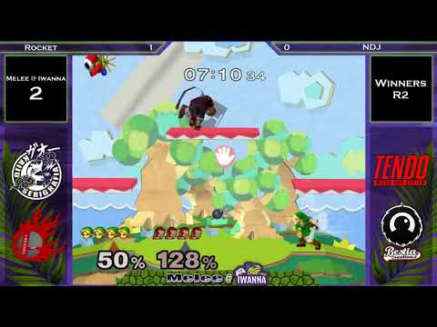 Melee @ Iwanna #2 SSBM - Rocket (Young Link) vs NDJ (Pikachu, Ganondorf) - Winners R2