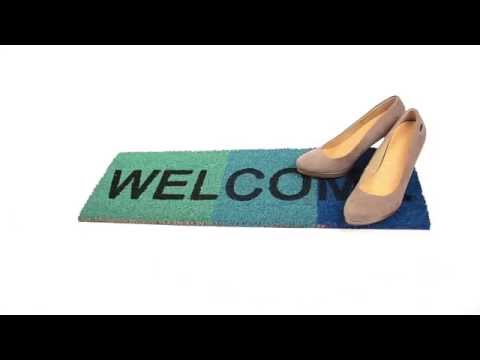 Paillasson fibres de coco tapis de sol Noir - Bleu - Turquoise