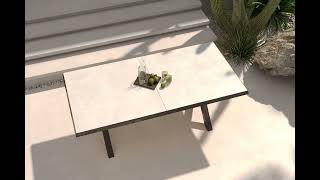 OUTFLEXX Serro Ausziehtisch, schwarz/grau, Aluminium und Keramik, 200/260 x 100 cm, pflegeleicht, modernes X-Gestell