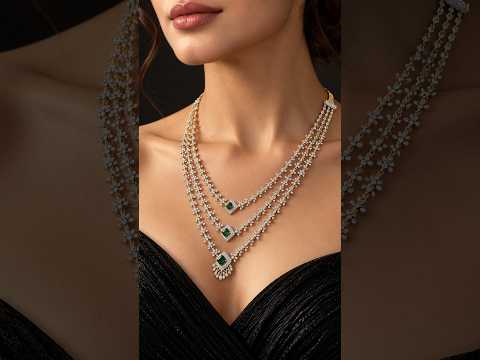 Elegant Multi-Layer Green Stone Diamond-Style Necklace video 2