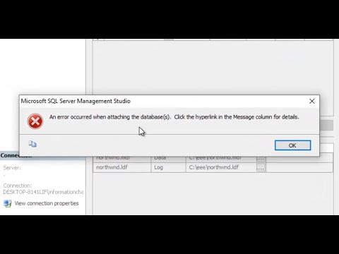 How to attach database mdf file in sql server and fix an error occurred when attaching the database