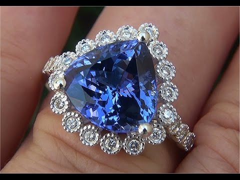 GIA Certified VVS Natural D-Block Tanzanite Diamond 18k White Gold Estate Ring - C873