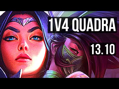 IRELIA vs AKALI (MID) | 1v4 Quadra, 9 solo kills, Legendary | KR Master | 13.10